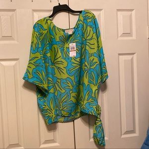 New-Michael Kors Island Print Side Tie Blouse